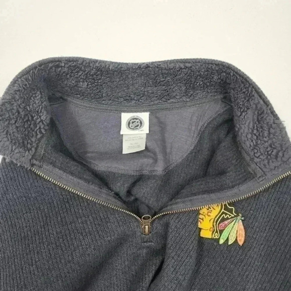 NHL Chicago Blackhawk Mock neck Pullover‎ Fleece Sweatshirt Men's 2XL Gray - Picture 5 of 8